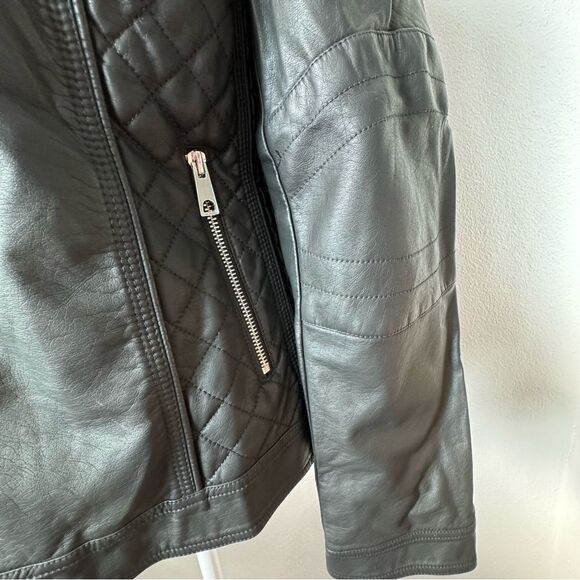 Geschallino Faux Leather Jacket Boho Short Biker Bomber Coat SZ L NEW - Picture 9 of 15